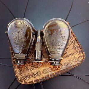 Brass Spyglass Folding Binocular Nautical Adventure in Handmade Leather Box Gift